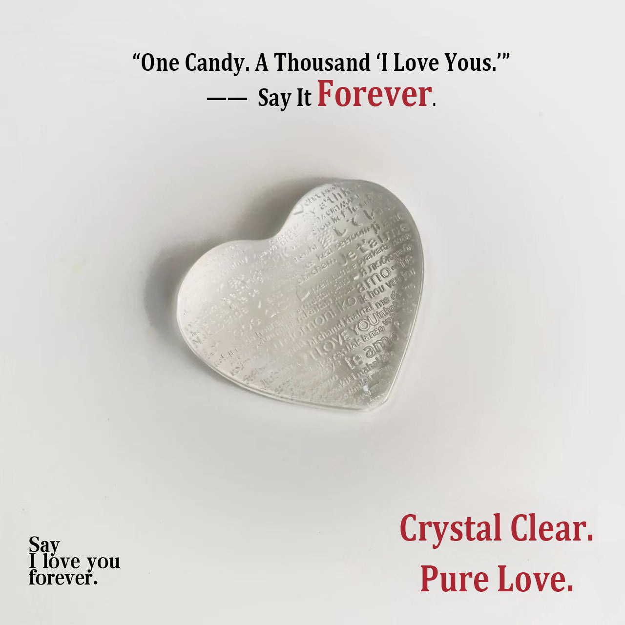 Heart-Shaped Diamond Candy With I Love You in 50 Languages