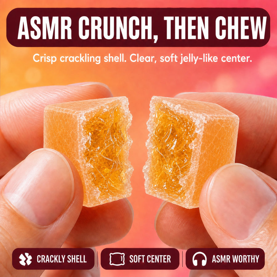 Chewli Gem Crystal Candy, Mixed Fruit ASMR Crunch Candy, 8 oz Jar