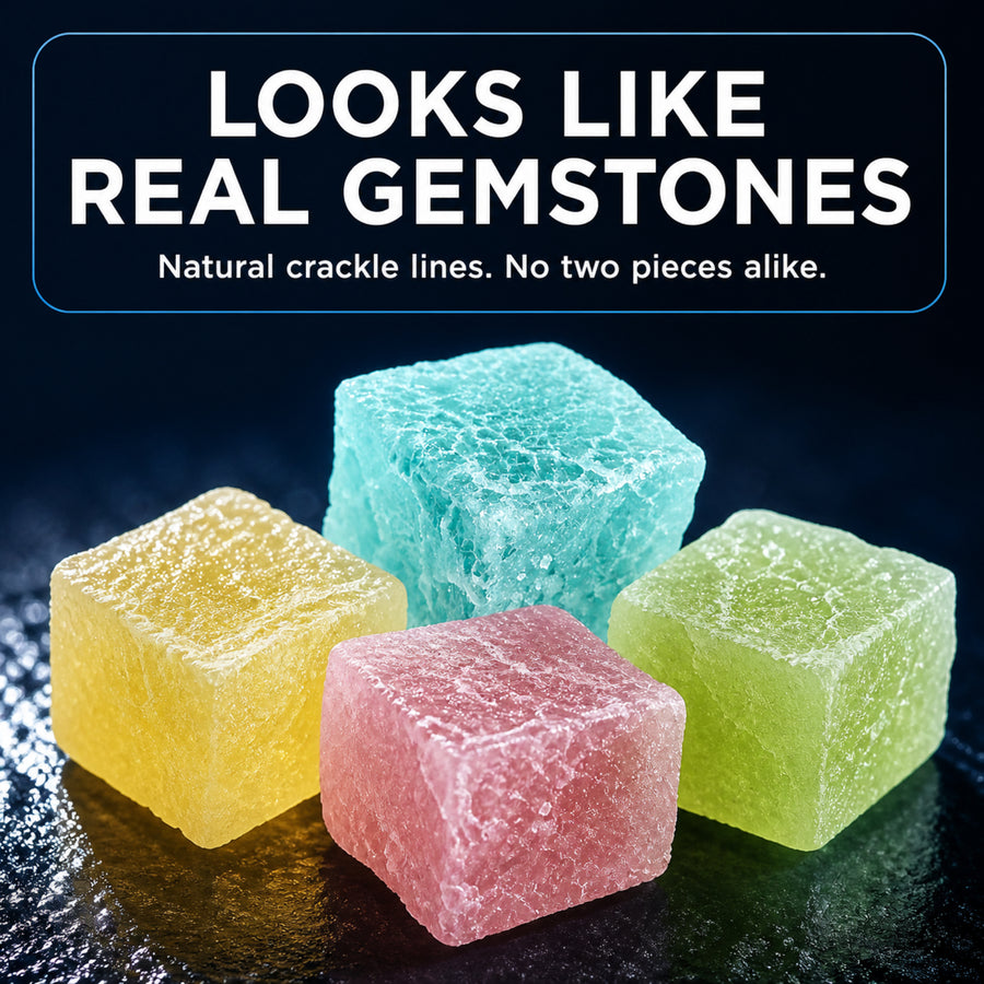 Chewli Gem Crystal Candy, Mixed Fruit ASMR Crunch Candy, 8 oz Jar