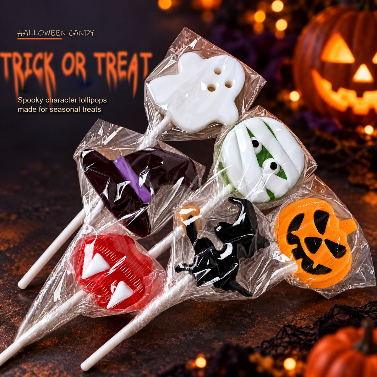 Halloween Lollipop Variety Pack – 6 Spooky Designs