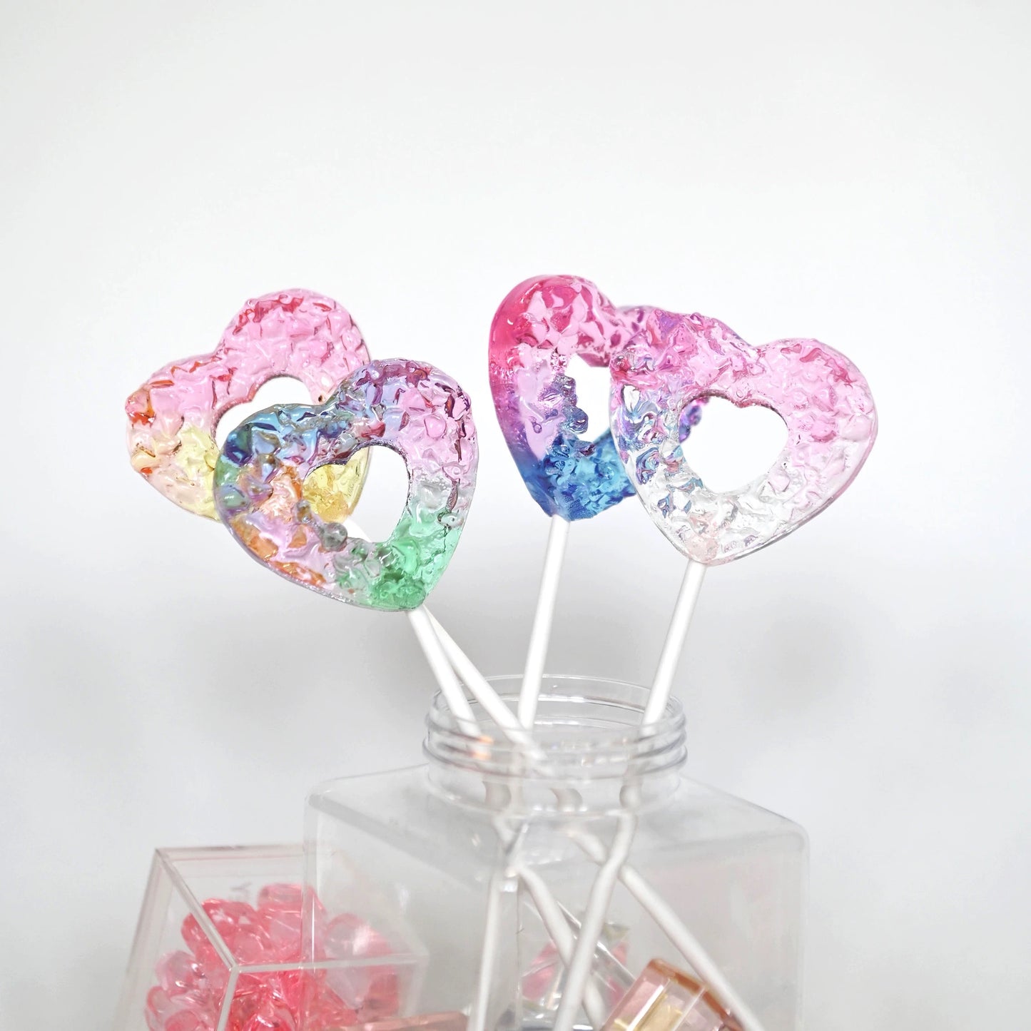 Caramelo de diamante en forma de corazón con piruleta 15g