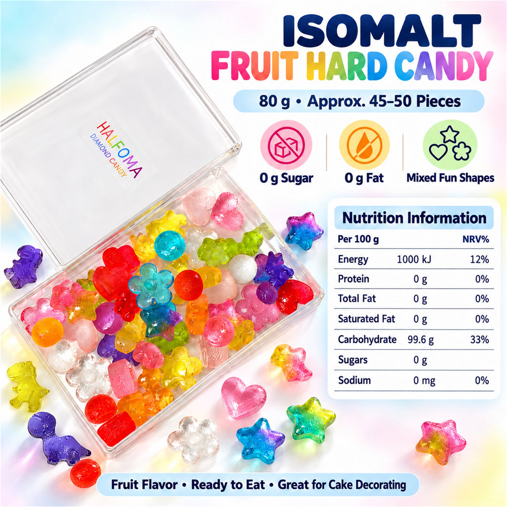 Mini Colorful & Cute Shaped Isomalt Hard Candy, Fruit Flavored, 80g